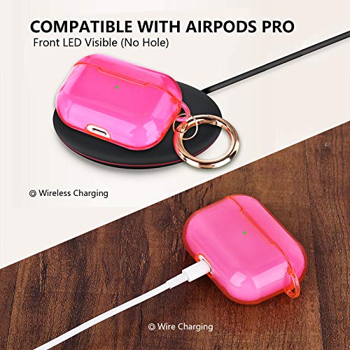AIRSPO Clear Case for AirPods Pro Charging Case, Soft TPU, Crystal Clear, Wireless Charging Compatible, Neon Hot Pink - Image 5