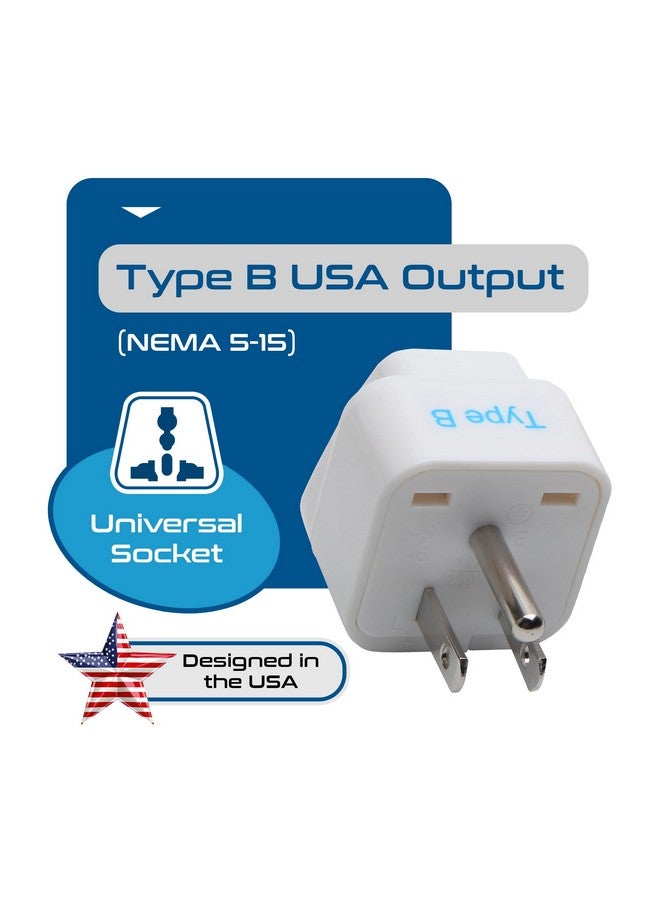 Ceptics Ceptics Universal Travel Adapter for USA, Canada, Philippines India to US Plug Adapter - Type B USA Plug - CE Certified - RoHS Compliant - White - 3 Pack - Image 2