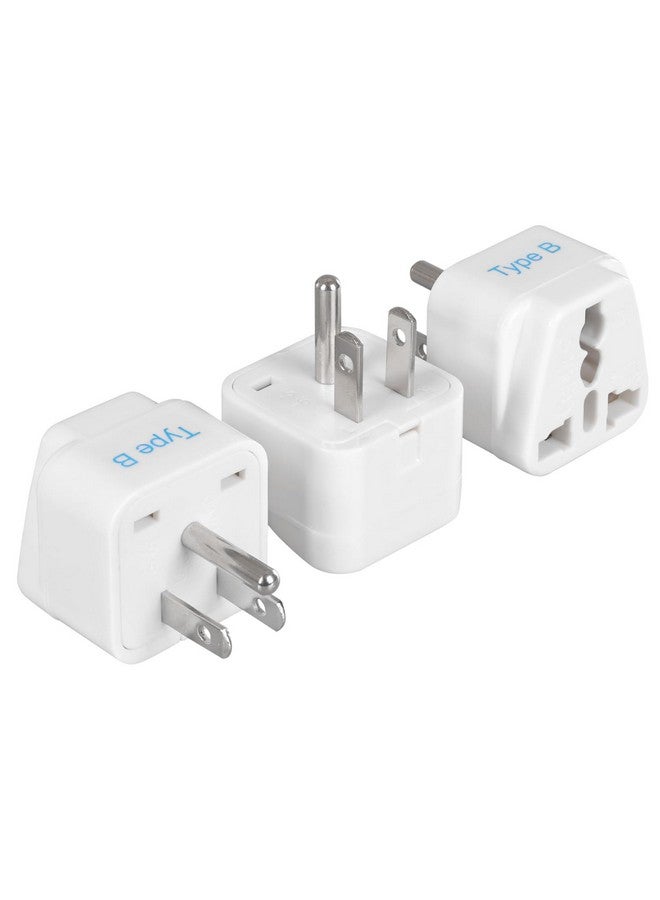 Ceptics Ceptics Universal Travel Adapter for USA, Canada, Philippines India to US Plug Adapter - Type B USA Plug - CE Certified - RoHS Compliant - White - 3 Pack - Image 1