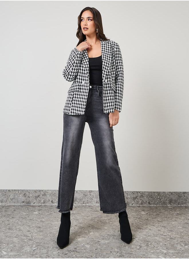 Styli - Regular Fit Houndstooth Pattern Tweed Blazer - Image 1