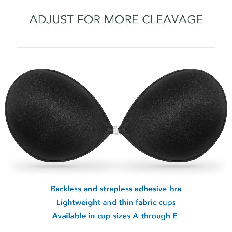 Wingslove Adhesive Bra Reusable Strapless Self Silicone Push-up Invisible Sticky Bras for Backless Dress (Black,B) - Image 2