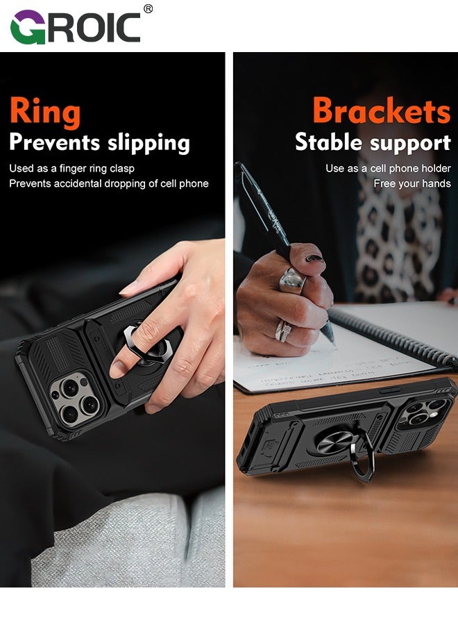 GROIC Mobile Phone Bags Full Protective Case for iPhone 16 Pro Max Case,Heavy Duty Hybrid Shockproof Protective Case with 360° Rotatable Kickstand TPU Bumper Drop Protective Covers Case Bags - Image 3
