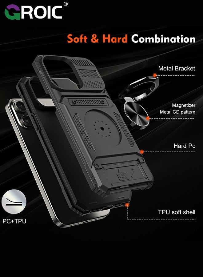 GROIC Mobile Phone Bags Full Protective Case for iPhone 16 Pro Max Case,Heavy Duty Hybrid Shockproof Protective Case with 360° Rotatable Kickstand TPU Bumper Drop Protective Covers Case Bags - Image 5