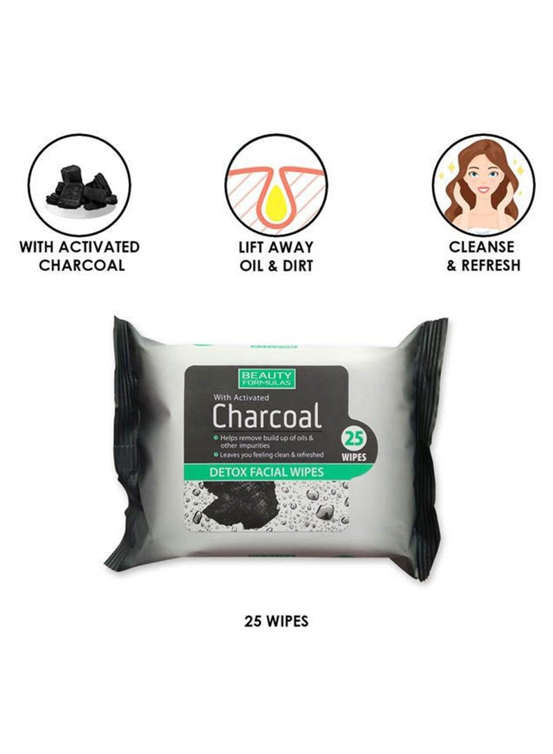BEAUTY FORMULAS Charcoal Wipes 25 Wipes - Image 1