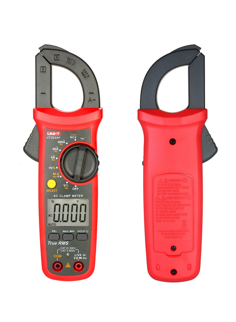UT202A+ 6000 Counts Digital Clamp Meter True RMS Multimeter Clamp Ammeter Voltage Meter NCV Test Universal Meter Tester AC Current Clamp Tester Measuring Relative Value Capacitance Frequency Duty Cycl - Image 4