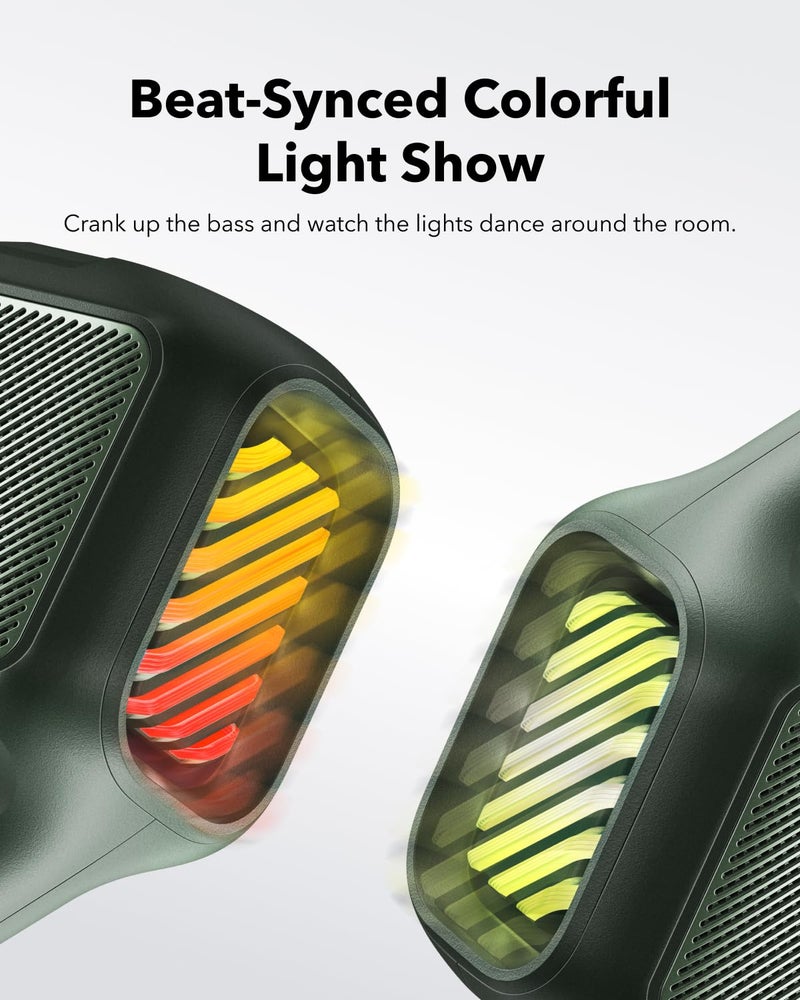 Soundcore ساوندكور بوم 2 من أنكر، مكبر صوت خارجي، 80 واط، مضخم صوت، باس أب 2.0، 24 ساعة تشغيل، مقاوم للماء IPX7، قابل للطفو، أضواء RGB، USB-C، معادل صوت مخصص، بلوتوث 5.3، محمول للتخييم، الشاطئ، والفناء الخلفي - Image 4