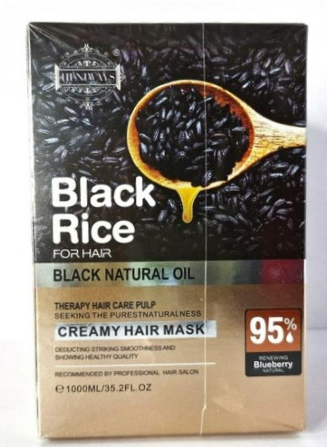 HENIWAYS - Black Rice For Hair Black Natural Oil Hair Mask 1000 ML - Image 1