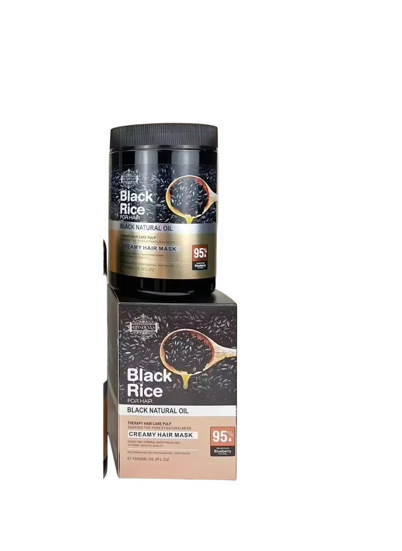 HENIWAYS - Black Rice For Hair Black Natural Oil Hair Mask 1000 ML - Image 1