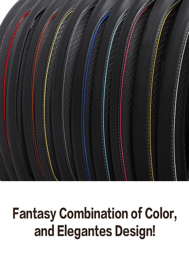 Reswish ESEWALAS Universal Car Steering Wheel Cover,Anti-Slip Leather Steering Wheel Cover,Sports Style Steering Wheel Protector,Car Interior Accessories Auto Steering Wheel Covers (Black with Blue) - Image 3