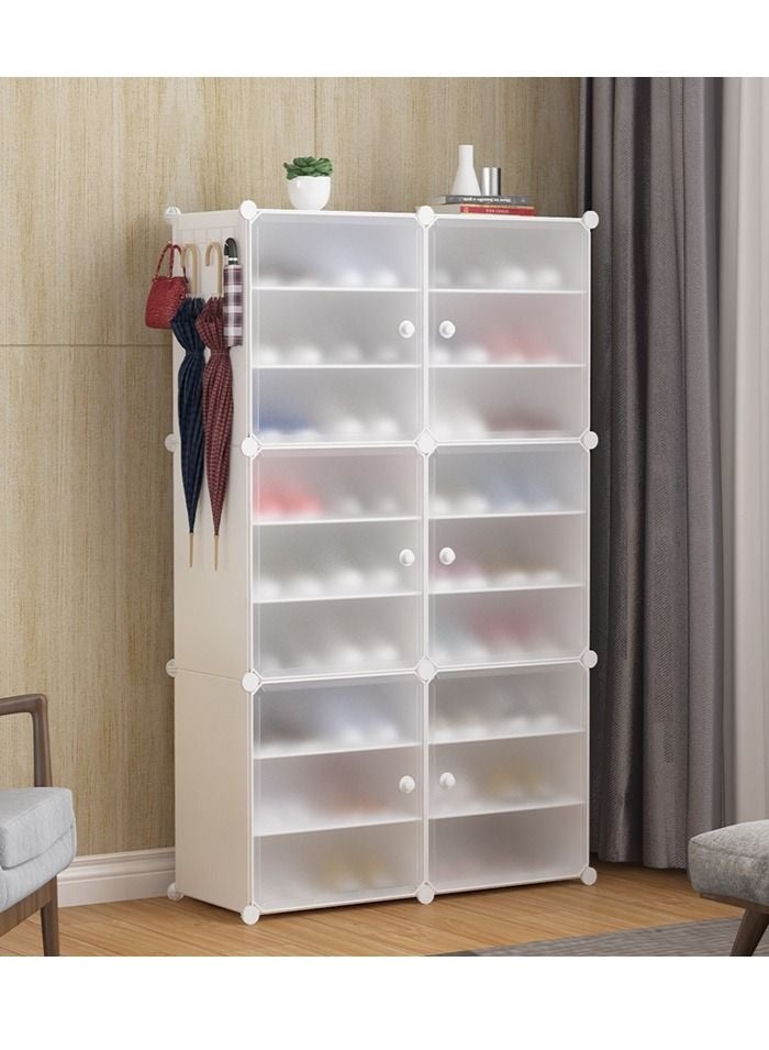 والالا خزانة أحذية بلاستيكية مكونة من 18 مكعبًا مع أبواب شفافة، منظم تخزين الأحذية المعياري المحمول، رف برجي قابل للتوسيع، حامل رف أحذية موفر للمساحة لمدخل المدخل والخزانة - Image 2