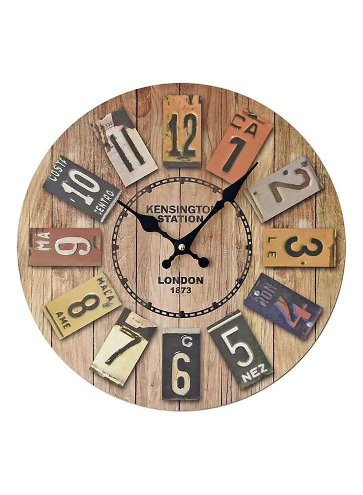 Arabest Wooden Wall Clock, Rustic Non Ticking Clock, Vintage Wood Decorative Wall Clock, Battery Operated Round Clock with Silent Movement Farmhouse Style  - Image 1