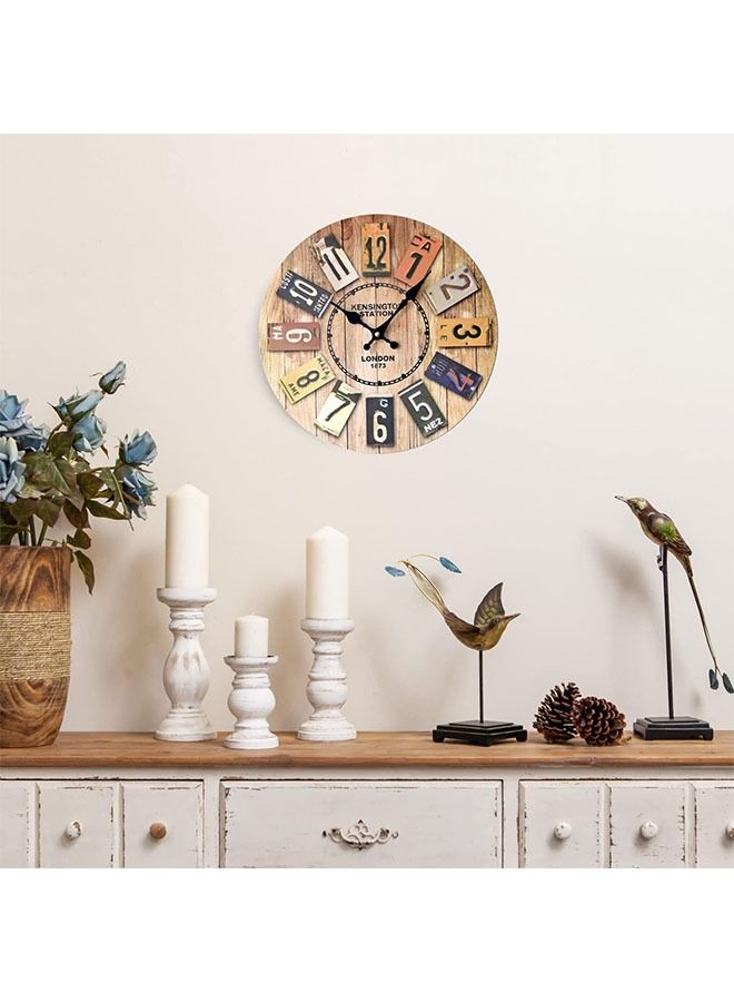 Arabest Wooden Wall Clock, Rustic Non Ticking Clock, Vintage Wood Decorative Wall Clock, Battery Operated Round Clock with Silent Movement Farmhouse Style  - Image 4
