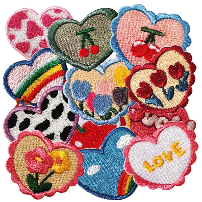 HappFestiv 13 Pcs Kawaii Heart Iron On PatchesCute Sweet Girly Embroidered Applique Patches Clothes Backpacks Hats Pants Jackets Jeans Decoration for Girl DIY Accessories - Image 3