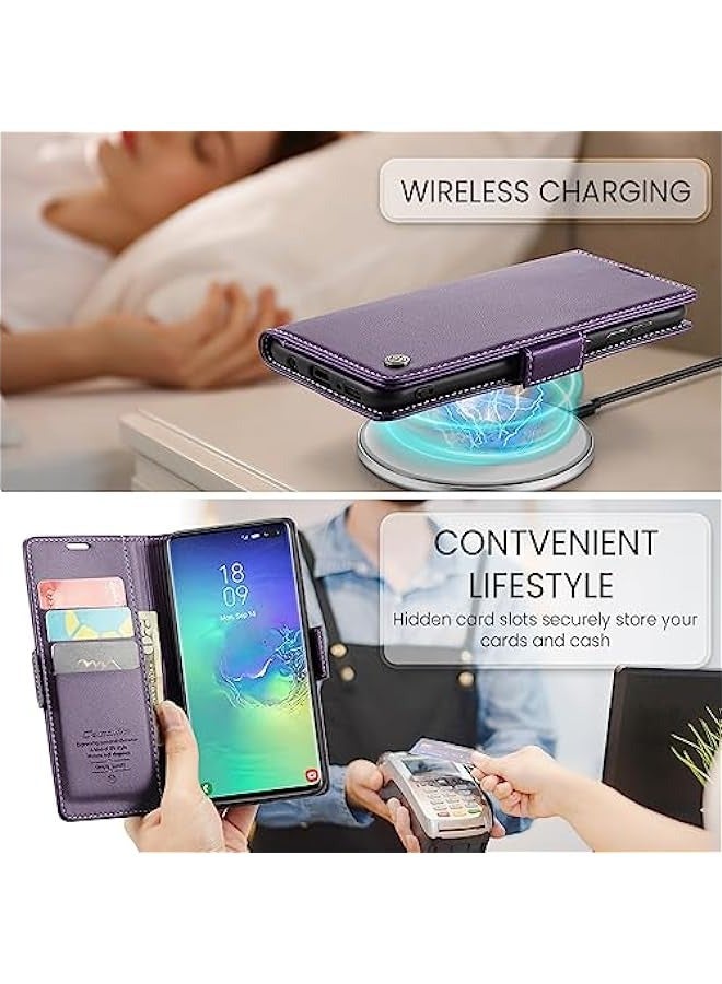 CaseMe Samsung Galaxy S10+ Plus Leather Wallet Case - Fashion Purple - Image 4