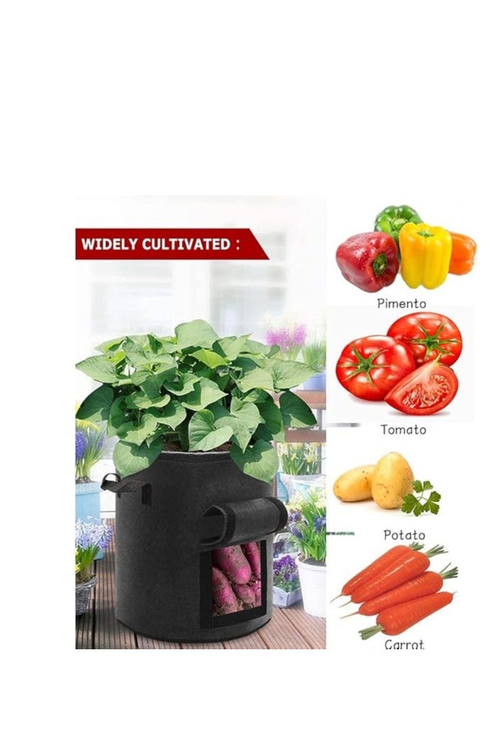 trounistro Potato Grow Bags, 6 Pack 10 Gallon Plant Growing Bags Breathable Garden Growing Bag Planting Tomatoes, Vegetables, Strawberry with Window Flap and Handles - Black - Image 2