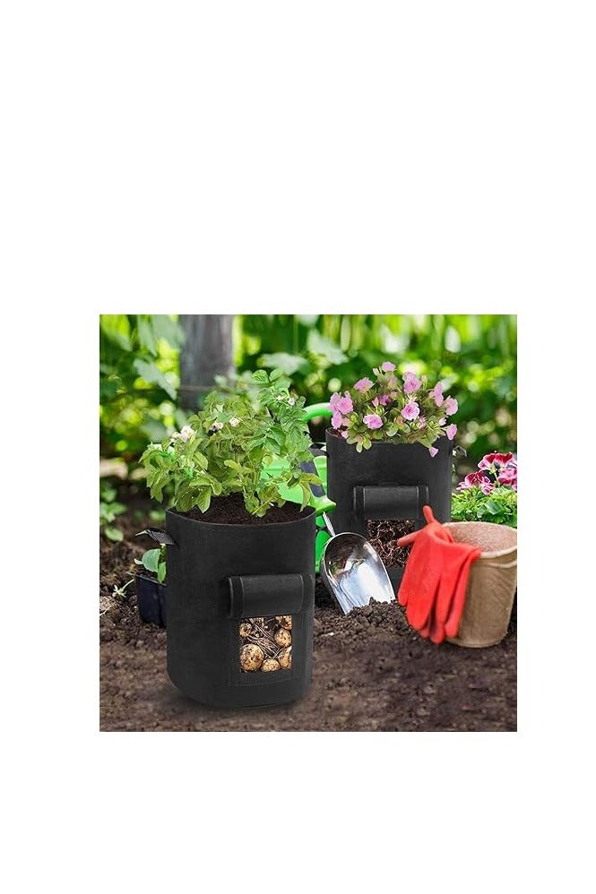 trounistro Potato Grow Bags, 6 Pack 10 Gallon Plant Growing Bags Breathable Garden Growing Bag Planting Tomatoes, Vegetables, Strawberry with Window Flap and Handles - Black - Image 4