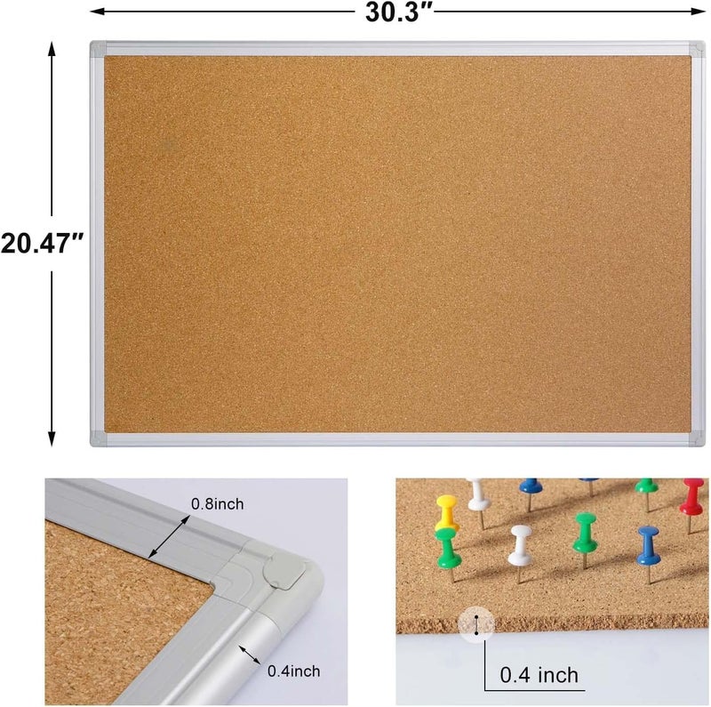 Board2by لوحة إعلانات من الفلين 2-pack 20 × 30 بوصة، إطار ألومنيوم فضي، لوحة مكتبية للجدار، لوحة إعلانات كبيرة مثبتة على الحائط مع 32 دبوساً - Image 3