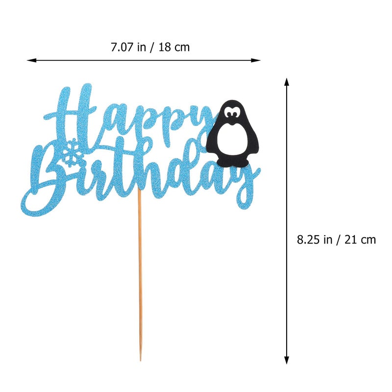 Penguin Cake Topper Cards 2 Pieces Birthday Party Decorations Photo Props - Image 3