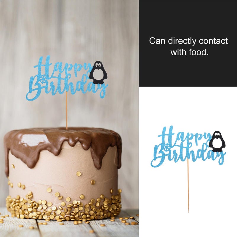 Penguin Cake Topper Cards 2 Pieces Birthday Party Decorations Photo Props - Image 4