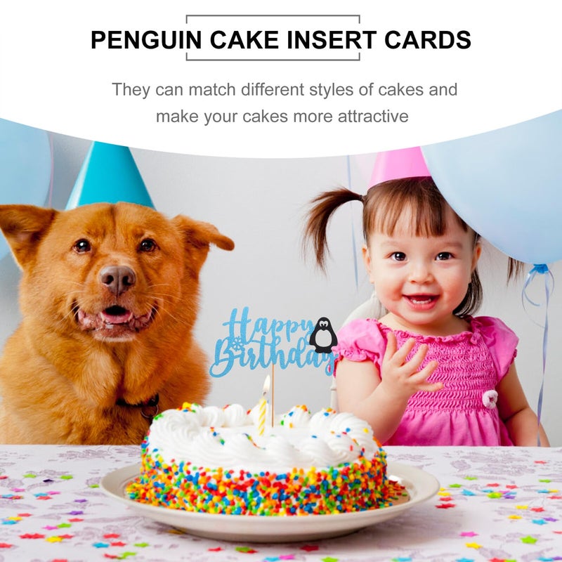 Penguin Cake Topper Cards 2 Pieces Birthday Party Decorations Photo Props - Image 5