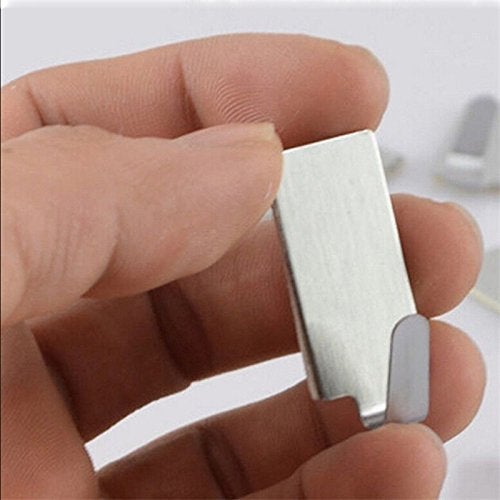 Inditradition Self Adhesive Steel Wall Hooks, 1 kg Load Capacity (3.5 x 1.5 cm, Silver) - Pack of 12, Random Design - Image 4