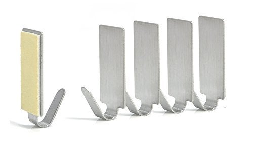 Inditradition Self Adhesive Steel Wall Hooks, 1 kg Load Capacity (3.5 x 1.5 cm, Silver) - Pack of 12, Random Design - Image 2