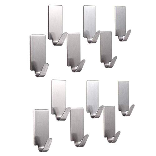 Inditradition Self Adhesive Steel Wall Hooks, 1 kg Load Capacity (3.5 x 1.5 cm, Silver) - Pack of 12, Random Design - Image 1