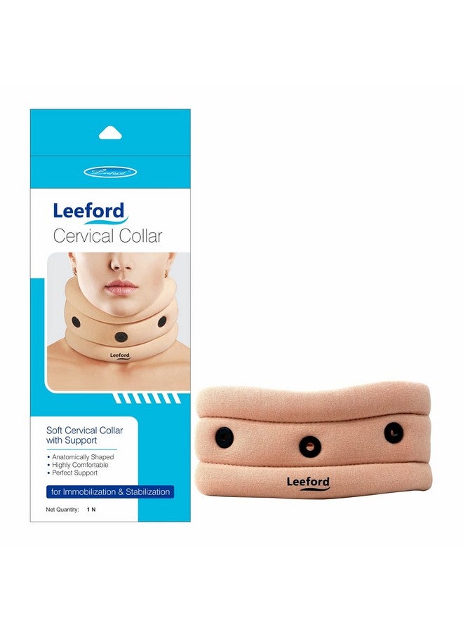 Leeford Cotton Soft Cervical Collar With Support & Adjustable With Velcro|Neck Brace For Comfort|Relieves Pain|Highly Comfortable|Perfect Support For Men&Women-(3.9'Height,Medium Size) - Image 1