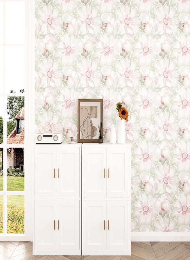 WESTICK Pink Large Floral Peel and Stick Wallpaper for Girls Bedroom 17.5"x100" Removable Floral Contact Paper Waterproof Self Adhesive Neutral Flower Wall Paper for Living Room Laundry Nursery - Image 4