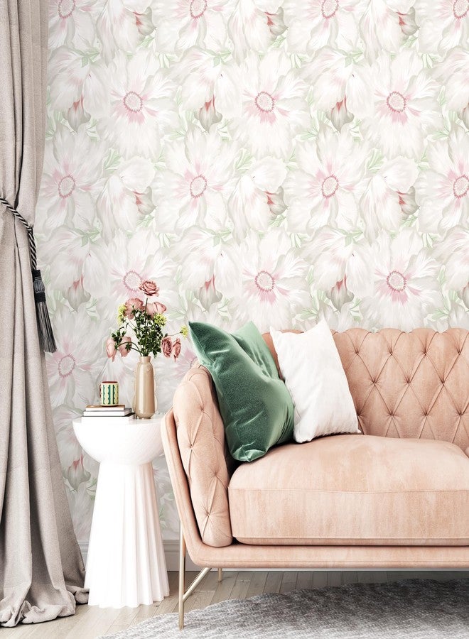 WESTICK Pink Large Floral Peel and Stick Wallpaper for Girls Bedroom 17.5"x100" Removable Floral Contact Paper Waterproof Self Adhesive Neutral Flower Wall Paper for Living Room Laundry Nursery - Image 2