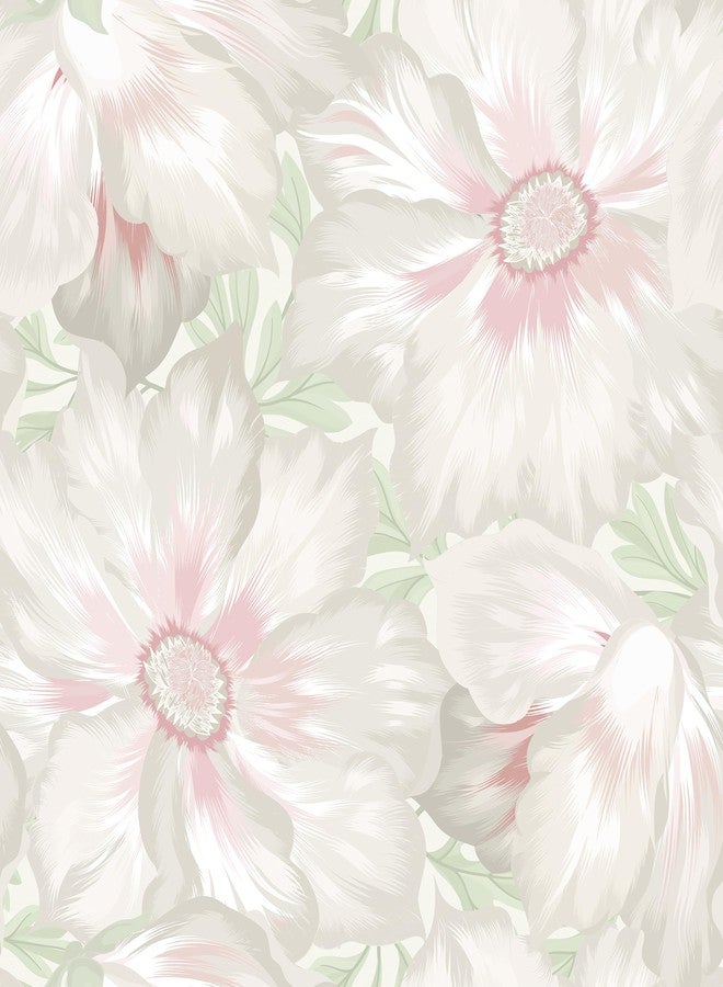 WESTICK Pink Large Floral Peel and Stick Wallpaper for Girls Bedroom 17.5"x100" Removable Floral Contact Paper Waterproof Self Adhesive Neutral Flower Wall Paper for Living Room Laundry Nursery - Image 1