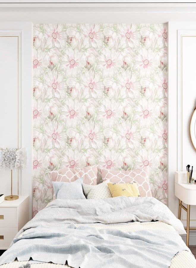 WESTICK Pink Large Floral Peel and Stick Wallpaper for Girls Bedroom 17.5"x100" Removable Floral Contact Paper Waterproof Self Adhesive Neutral Flower Wall Paper for Living Room Laundry Nursery - Image 3