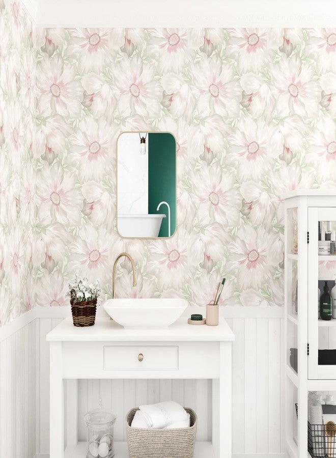 WESTICK Pink Large Floral Peel and Stick Wallpaper for Girls Bedroom 17.5"x100" Removable Floral Contact Paper Waterproof Self Adhesive Neutral Flower Wall Paper for Living Room Laundry Nursery - Image 5
