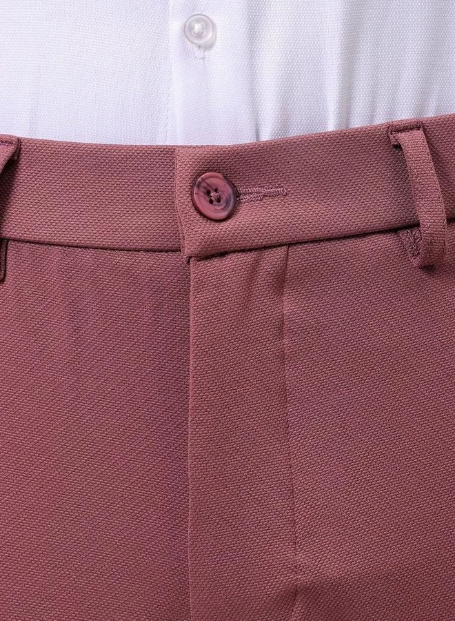 The Indian Garage Co The Indian Garage Co Men Red Slim Fit Textured Trousers