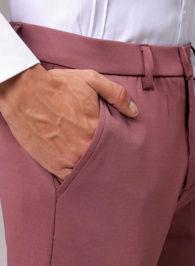 The Indian Garage Co The Indian Garage Co Men Red Slim Fit Textured Trousers