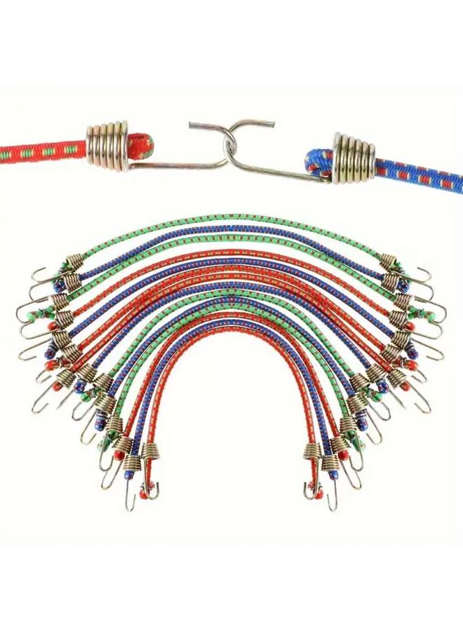 10 حزمة أربطة مرنة متينة مع خطاطيف معدنية لمعدات التخييم والاستخدام الخارجي - Image 2