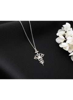 Angora Silver Lotus Necklace Unalome Yoga Necklace  - Image 2