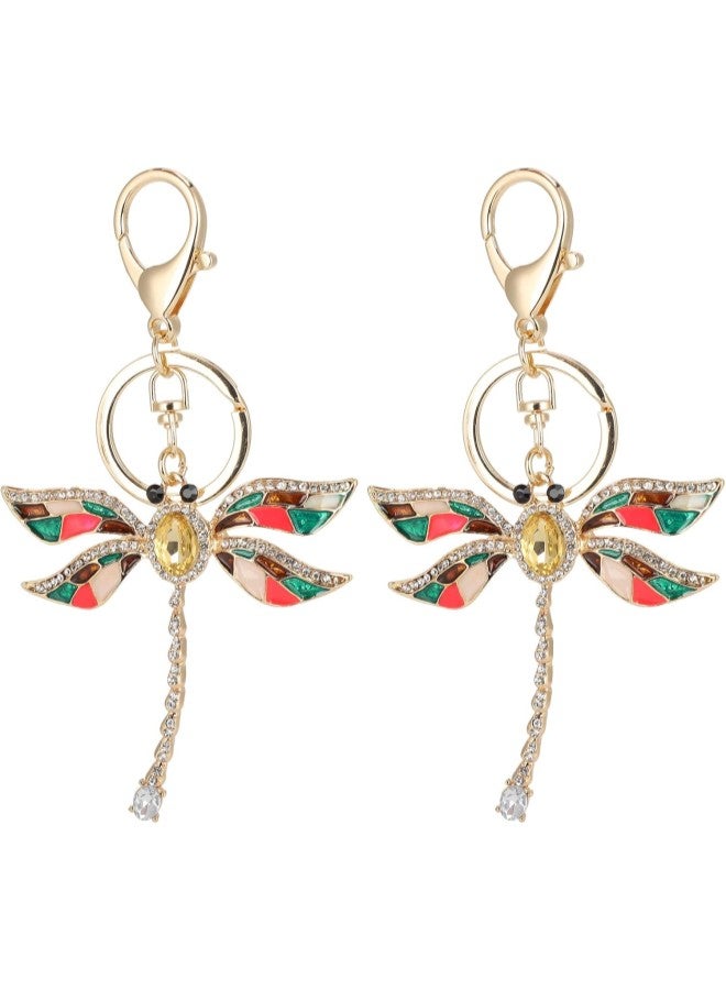 klarako 2Pcs Dragonfly Keychain Cute Fashionable Pendant Decoration Accessories Zinc Alloy(Champagne) - Image 1