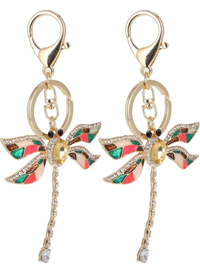 klarako 2Pcs Dragonfly Keychain Cute Fashionable Pendant Decoration Accessories Zinc Alloy(Champagne) - Image 2