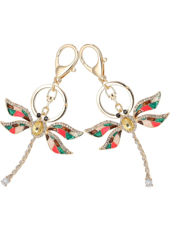 klarako 2Pcs Dragonfly Keychain Cute Fashionable Pendant Decoration Accessories Zinc Alloy(Champagne) - Image 3
