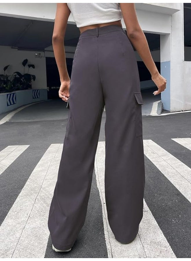 GRECIILOOKS Cargo Pants For Woman | Trousers For Womans |High Waist Trouser for Women – Flared Parachute Pants with Side Pockets |Womens Cargo Pant | Elegant for College & Events (pack of 2) - Image 4
