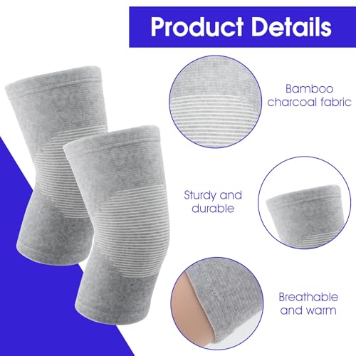 AOZUO Bamboo Knee Sleeve, Elastic Compression Knee Brace Breathable Knee Pads Leg Sleeves Thicken Thermal Knee Braces Relieve Knee Pain Knee Sleeves for Men Women Ski Cycling Dance Running - Image 5