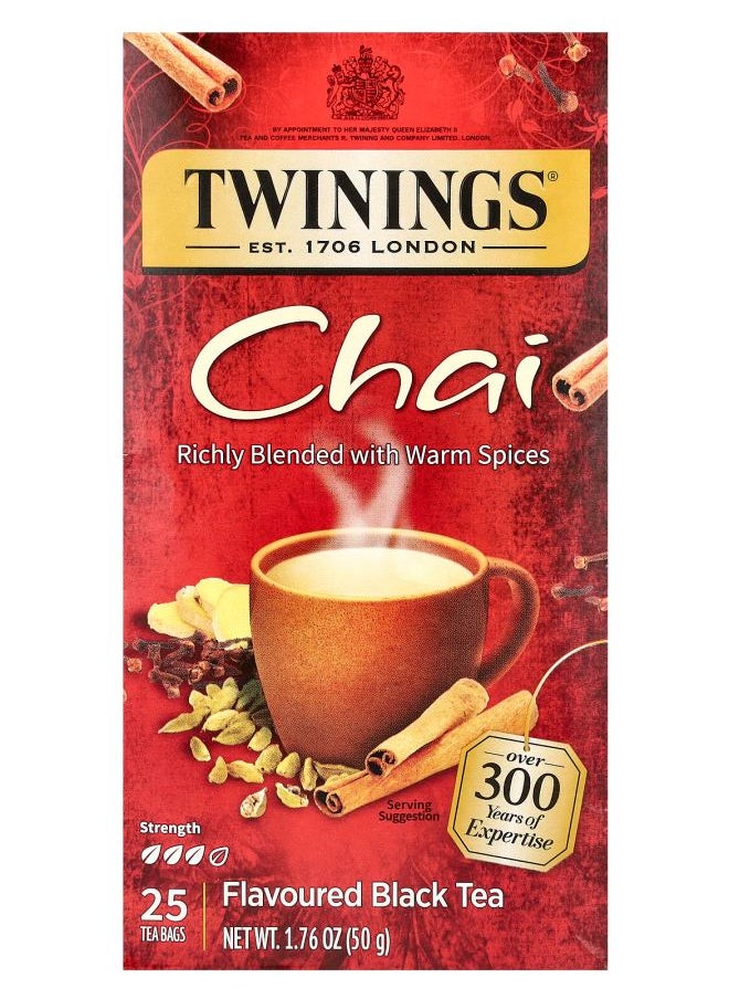 Twinings Flavored Black Tea Chai 25 Tea Bags 1.76 oz (50 g) 