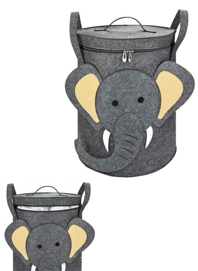 سلة تخزين أنيقة للأطفال بغطاء - صندوق تخزين قابل للطي من اللباد للألعاب والملابس والغسيل - متينة، مقاومة للماء، خفيفة الوزن مع مقابض، مثالية لتنظيم غرفة اللعب وغرفة النوم وغرفة الأطفال - Image 1