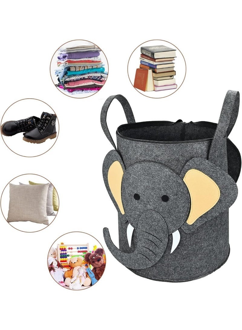 سلة تخزين أنيقة للأطفال بغطاء - صندوق تخزين قابل للطي من اللباد للألعاب والملابس والغسيل - متينة، مقاومة للماء، خفيفة الوزن مع مقابض، مثالية لتنظيم غرفة اللعب وغرفة النوم وغرفة الأطفال - Image 2