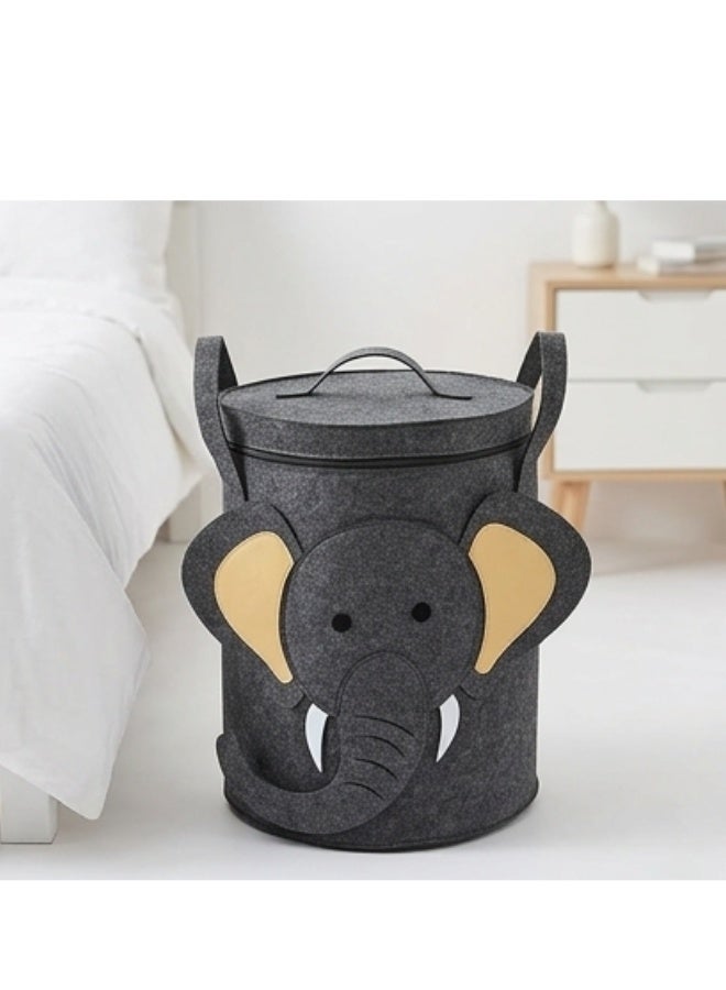 سلة تخزين أنيقة للأطفال بغطاء - صندوق تخزين قابل للطي من اللباد للألعاب والملابس والغسيل - متينة، مقاومة للماء، خفيفة الوزن مع مقابض، مثالية لتنظيم غرفة اللعب وغرفة النوم وغرفة الأطفال - Image 3