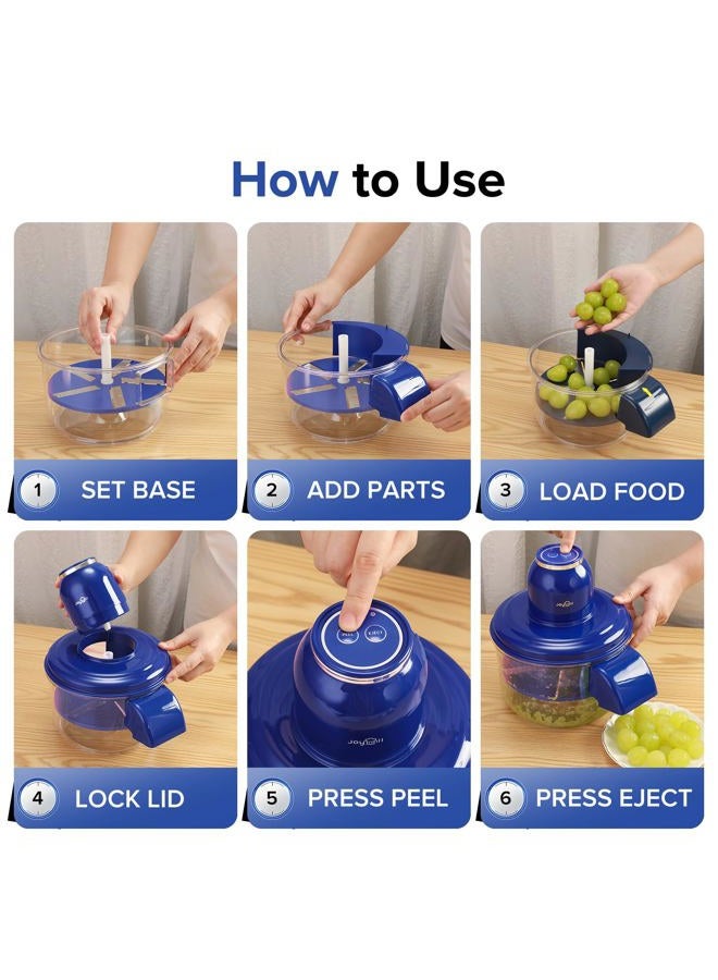 JOYHILL Electric Grape Peeling Machine, Automatic Fruit and Garlic Peeler for Grape Tomato Cherry, 50W Motor with Stainless Steel Blades, Rechargeable Cordless Kitchen Peeling Tool (Blue-1PC) - Image 5