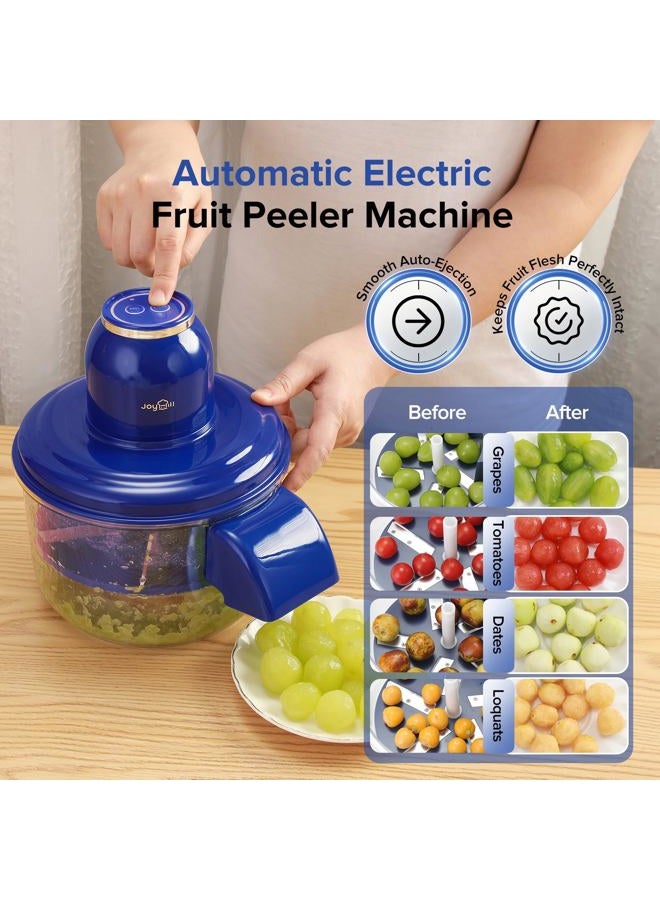 JOYHILL Electric Grape Peeling Machine, Automatic Fruit and Garlic Peeler for Grape Tomato Cherry, 50W Motor with Stainless Steel Blades, Rechargeable Cordless Kitchen Peeling Tool (Blue-1PC) - Image 3