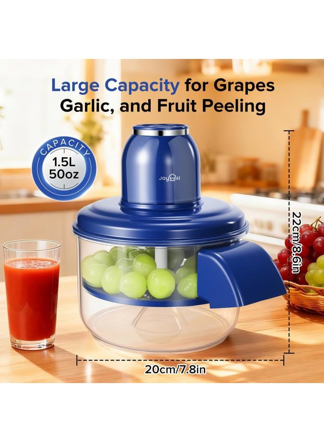 JOYHILL Electric Grape Peeling Machine, Automatic Fruit and Garlic Peeler for Grape Tomato Cherry, 50W Motor with Stainless Steel Blades, Rechargeable Cordless Kitchen Peeling Tool (Blue-1PC) - Image 2