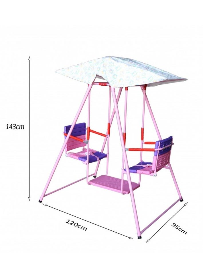 Generic - Double swing for children, children's swing with canopy, multi-colored - Image 1